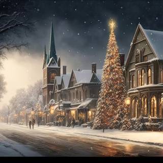 Winter Christmas city wallpaper