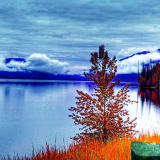 Autumn lake landscape wallpaper