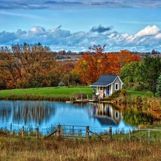Autumn lake landscape wallpaper