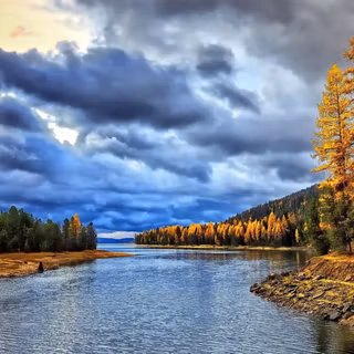 Autumn river landscape wallpaper