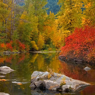 Autumn river landscape wallpaper