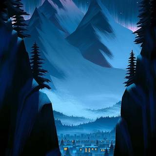 Mobile cartoon winter wallpaper