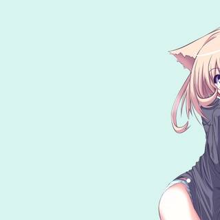 Cat with girl wallpaper