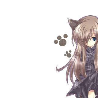 Cat with girl wallpaper