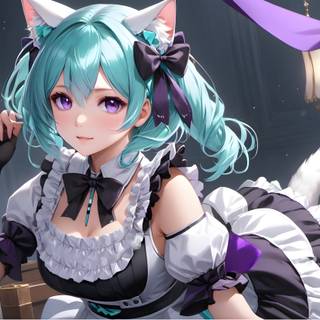 Cat with girl wallpaper