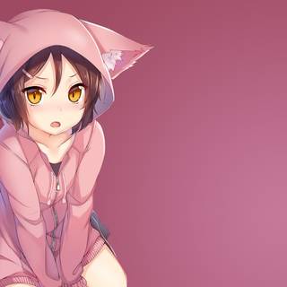 Cat with girl wallpaper