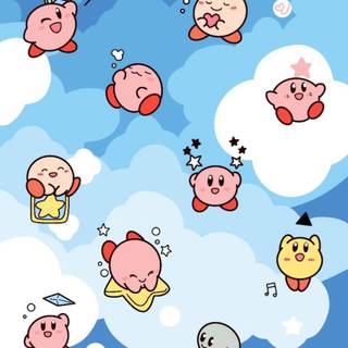Cute Kirby phone wallpaper