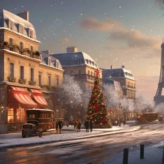 Paris winter street wallpaper