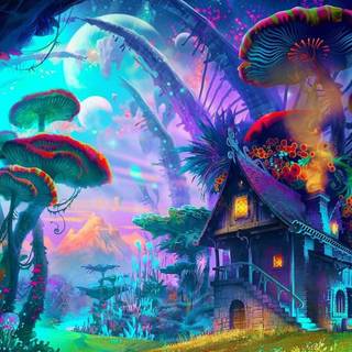 Mushrooms together wallpaper