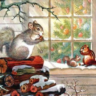 Christmas squirrel wallpaper