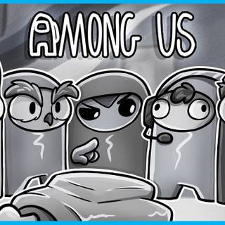 Black and white Among Us wallpaper