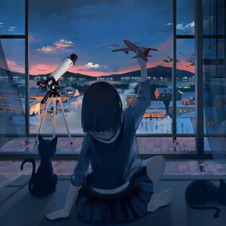 Anime aesthetic girl desktop wallpaper