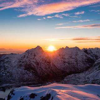 Winter mountains sunset wallpaper