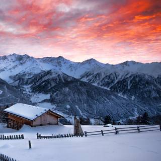 Winter mountains sunset wallpaper