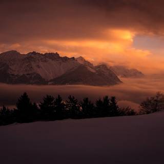 Winter mountains sunset wallpaper