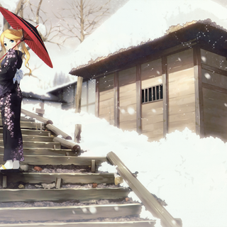 Anime winter roof wallpaper