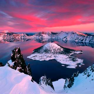 Winter mountains sunset wallpaper