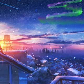 Anime winter roof wallpaper