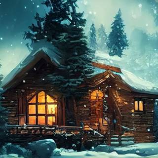 Christmas winter cottage wallpaper