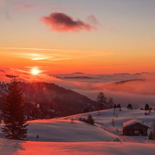 Winter mountains sunset wallpaper