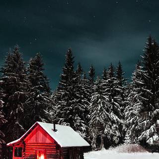 Winter cottage desktop wallpaper