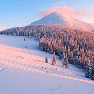 Winter mountains sunset wallpaper