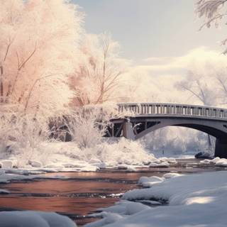 Winter bridge desktop wallpaper