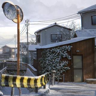 Anime winter roof wallpaper