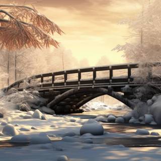 Winter bridge desktop wallpaper