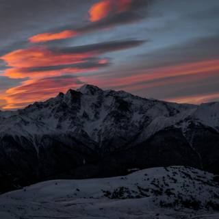 Winter mountains sunset wallpaper