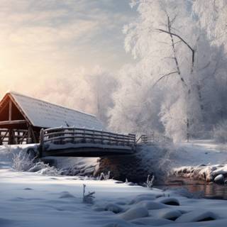 Winter bridge desktop wallpaper