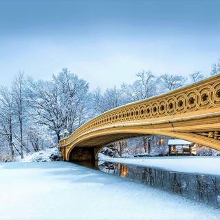 Winter bridge desktop wallpaper