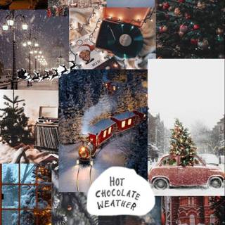 Moodboard winter Christmas wallpaper