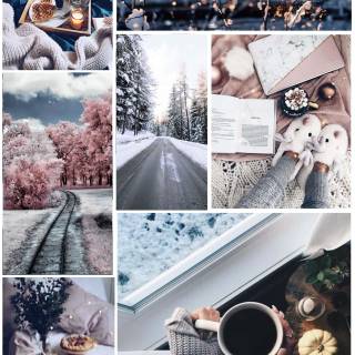 Moodboard winter Christmas wallpaper