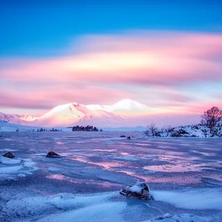 Winter mountains sunset wallpaper