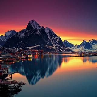 Winter mountains sunset wallpaper