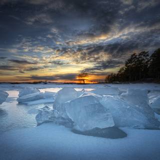 Winter lake ice wallpaper