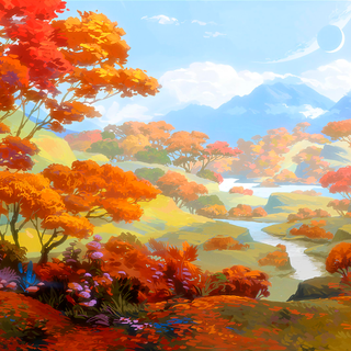 Autumn painting 3440x1440 wallpaper