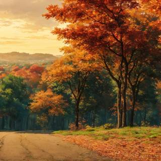 Autumn painting 3440x1440 wallpaper