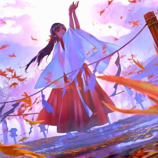 Cartoon autumn leaves wallpaper