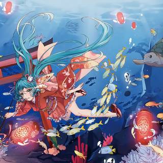 Underwater anime wallpaper
