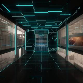 Futuristic room wallpaper