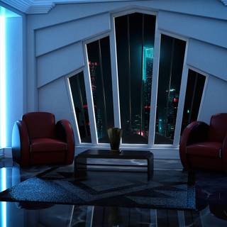 Futuristic room wallpaper