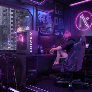 Futuristic room wallpaper