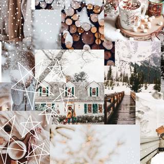 Collage laptop winter wallpaper