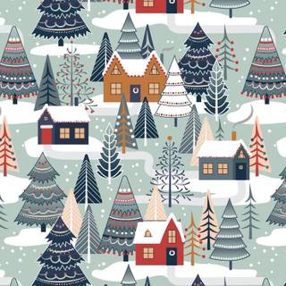Winter village iPhone wallpaper
