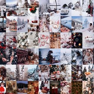 Collage laptop winter wallpaper
