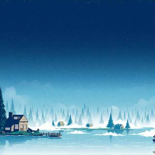 Winter landscape art wallpaper