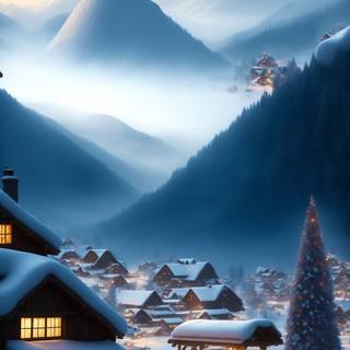 Winter village iPhone wallpaper