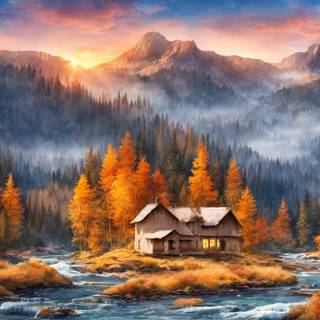 Mountain view autumn wallpaper